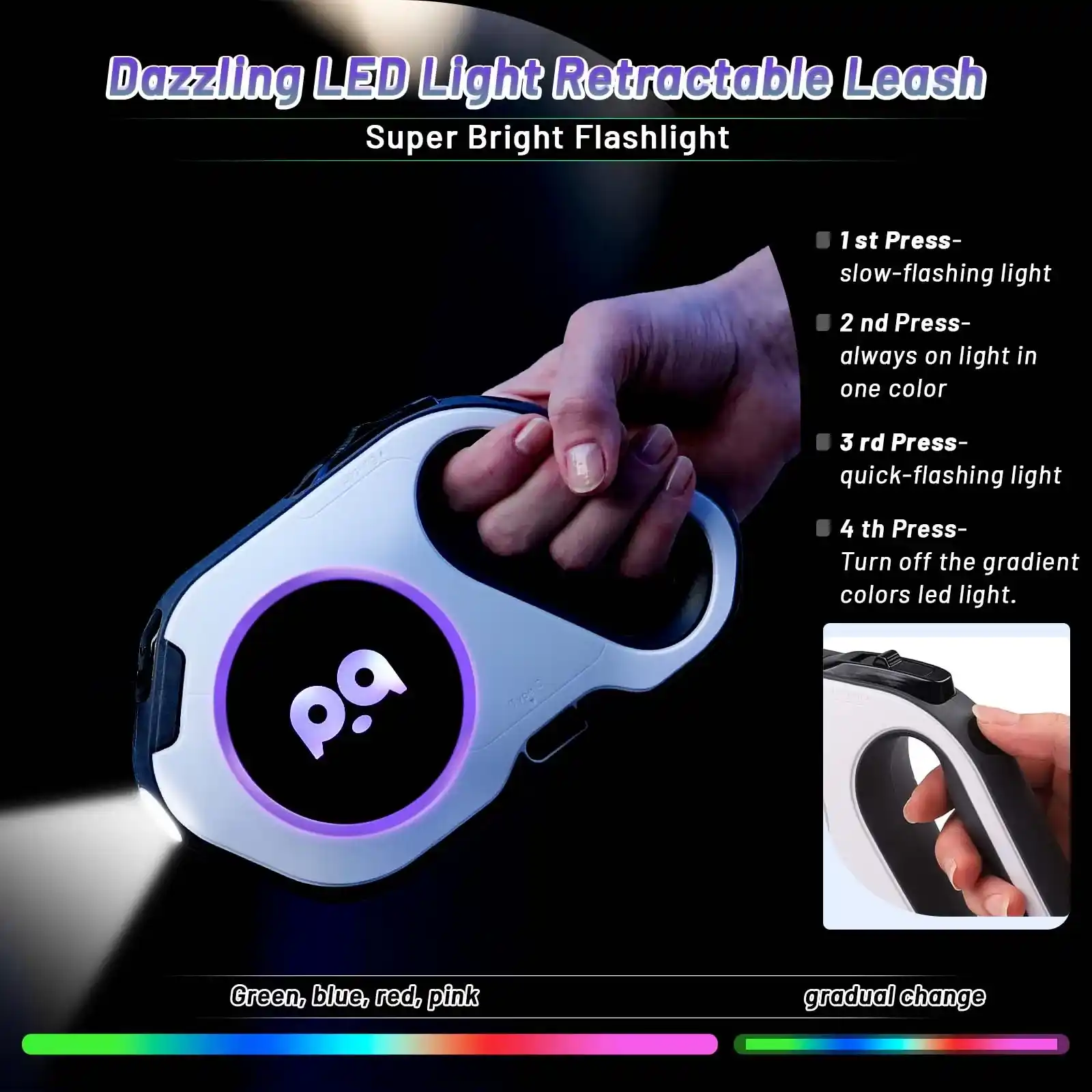 Retractable Dog Leash with LED Light